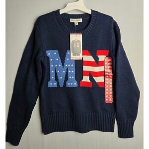 State of Mine Kids Americana Sweater Navy Blue Stars Stripes MN Size Medium 8